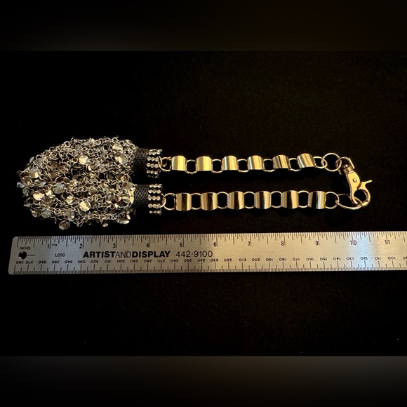 New! Chunky Statement 22” Necklace Silver, Gold & Rhinestone, Great bling! - Picture 7 of 13